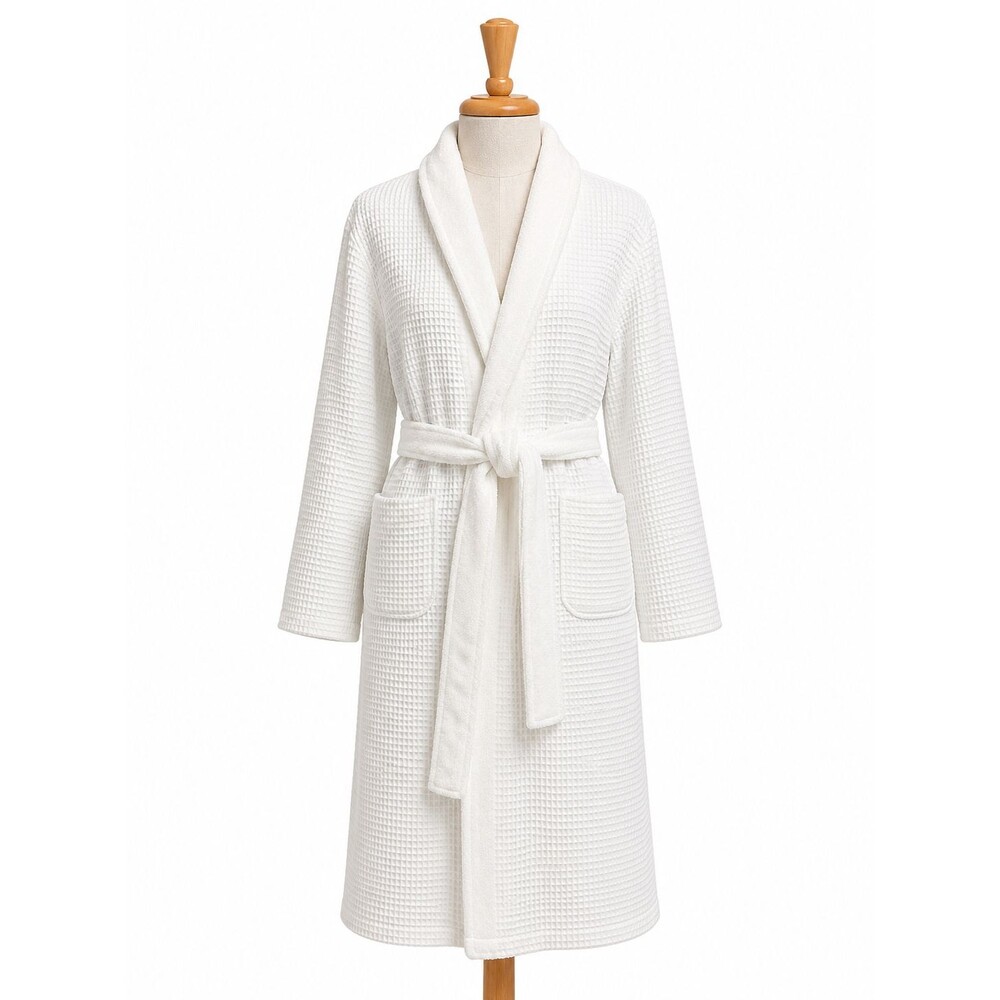 Pottery Barn Waffle Weave Resort Robe White Size Small 100% Cotton Tie Waist